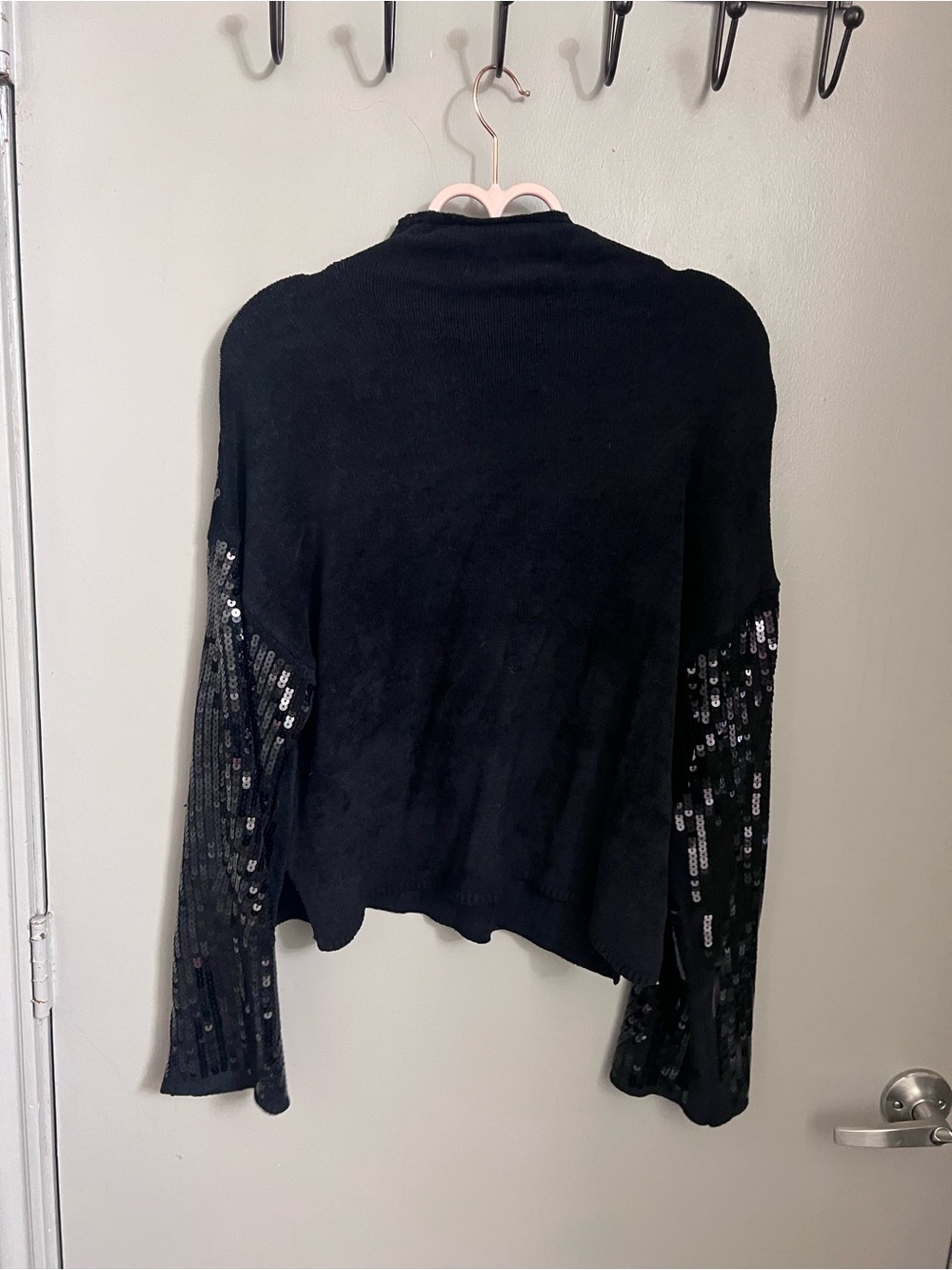 Marled Black Sequin Pullover
